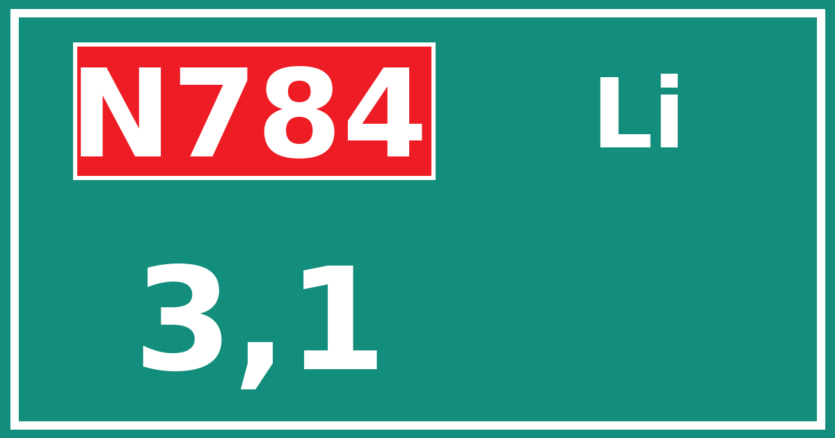 Hectometerbord N784 3,1 zijde Li