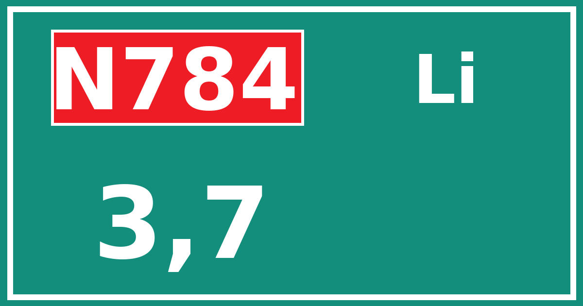 Hectometerbord N784 3,7 zijde Li