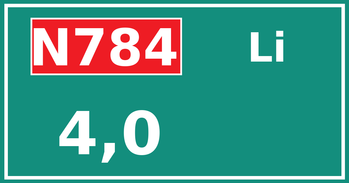 Hectometerbord N784 4,0 zijde Li