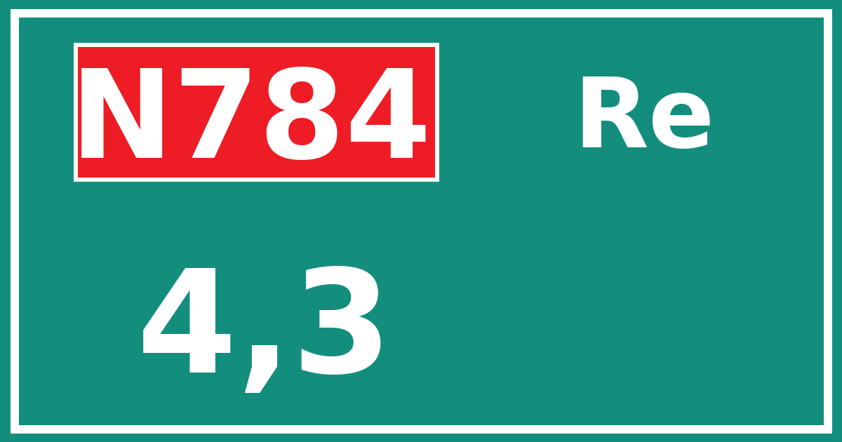Hectometerbord N784 4,3 zijde Re