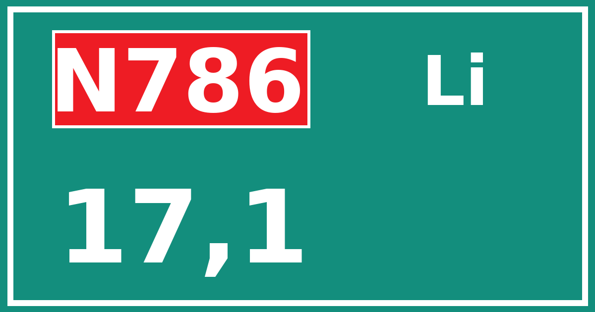 Hectometerbord N786 17,1 zijde Li