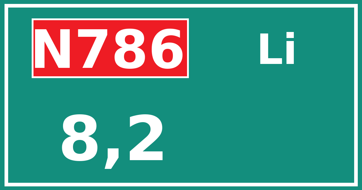 Hectometerbord N786 8,2 zijde Li
