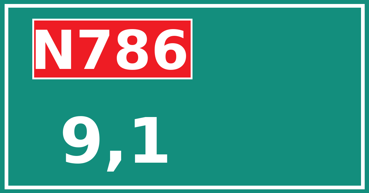 Hectometerbord N786 9,1