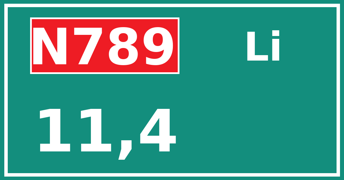 Hectometerbord N789 11,4 zijde Li