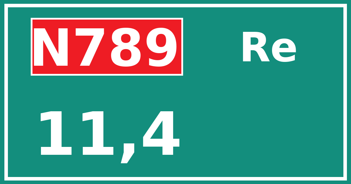 Hectometerbord N789 11,4 zijde Re