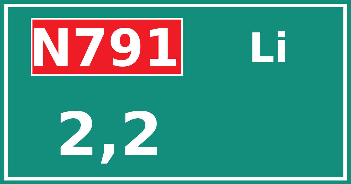 Hectometerbord N791 2,2 zijde Li