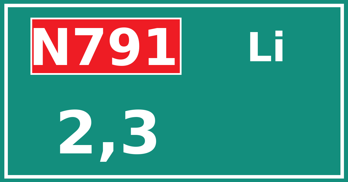 Hectometerbord N791 2,3 zijde Li