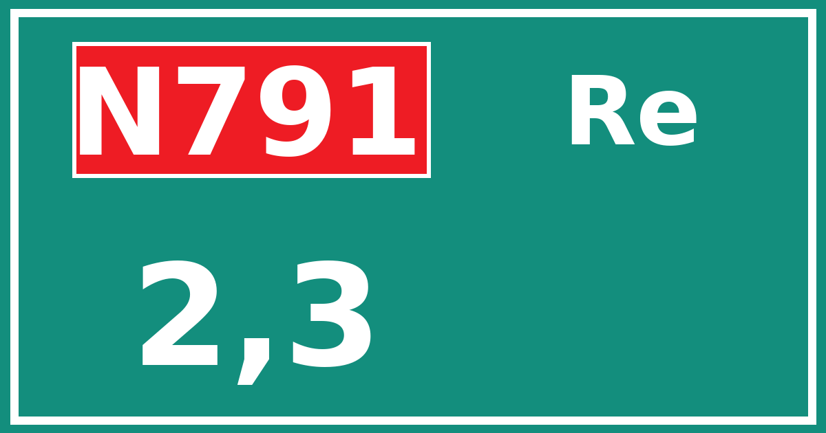 Hectometerbord N791 2,3 zijde Re