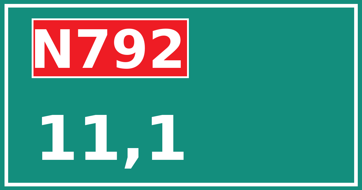 Hectometerbord N792 11,1
