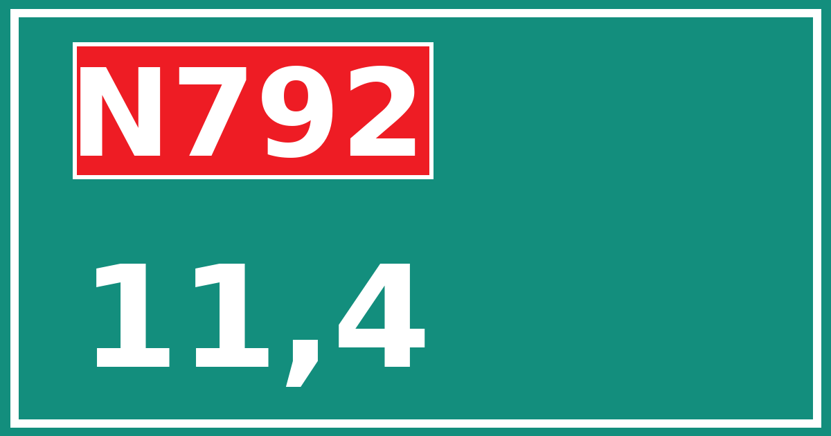 Hectometerbord N792 11,4