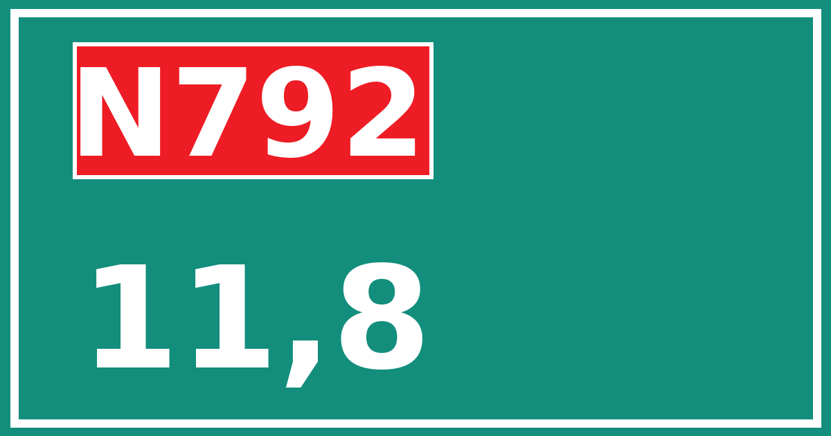 Hectometerbord N792 11,8
