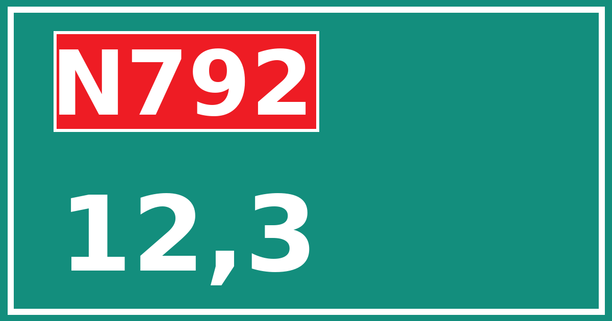 Hectometerbord N792 12,3