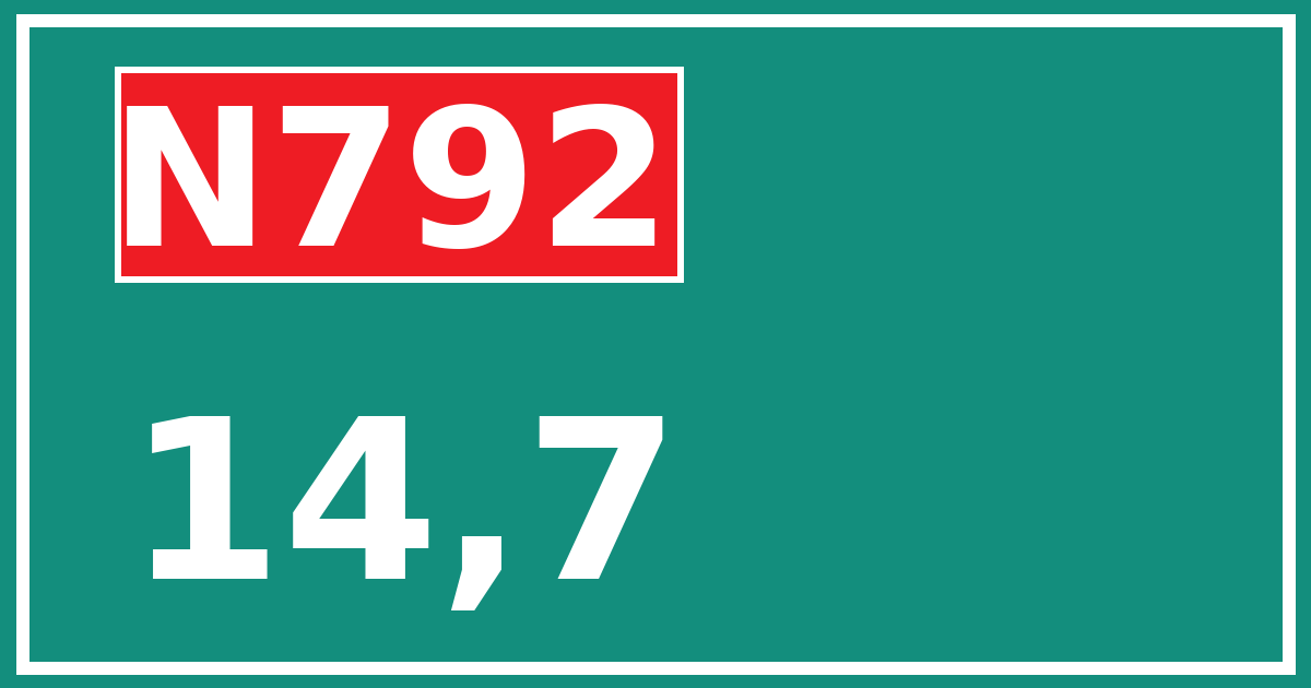 Hectometerbord N792 14,7