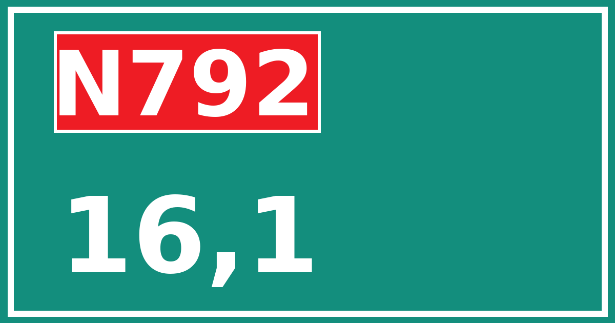 Hectometerbord N792 16,1