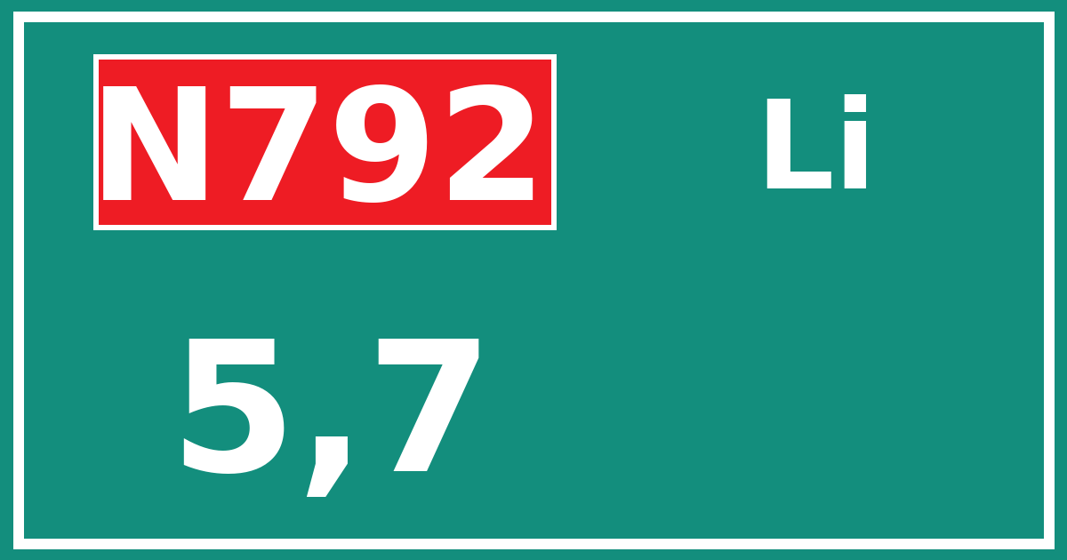 Hectometerbord N792 5,7 zijde Li