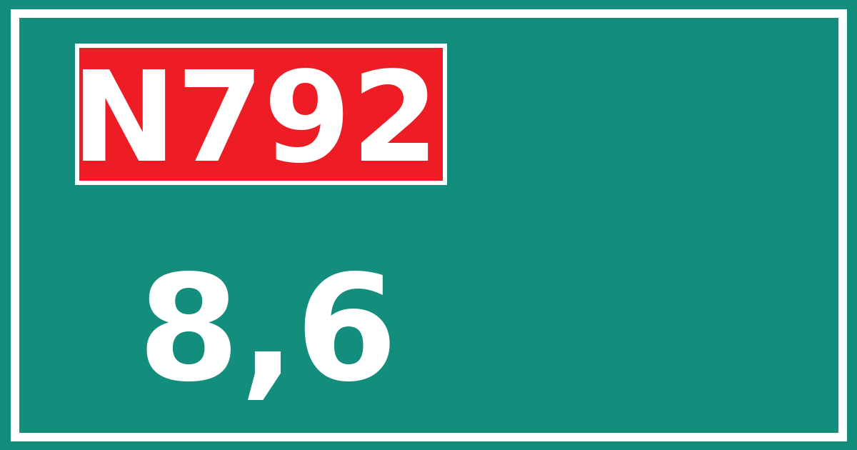 Hectometerbord N792 8,6