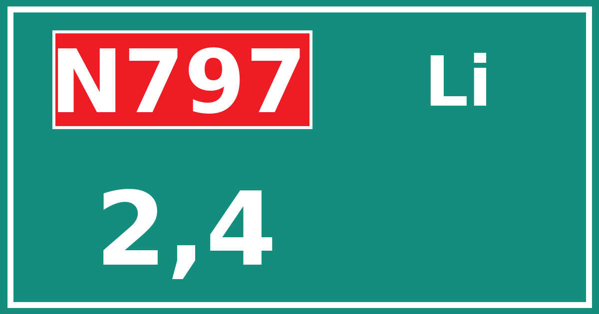 Hectometerbord N797 2,4 zijde Li