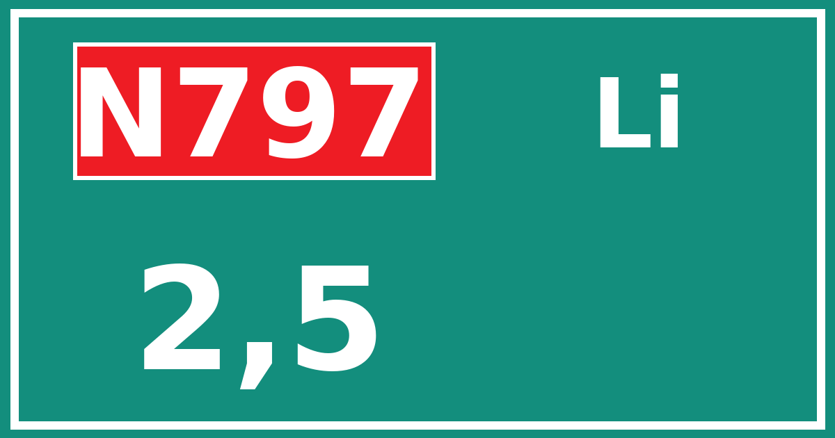 Hectometerbord N797 2,5 zijde Li