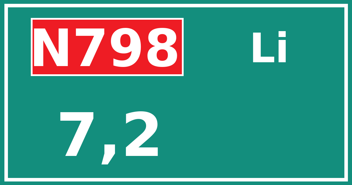 Hectometerbord N798 7,2 zijde Li