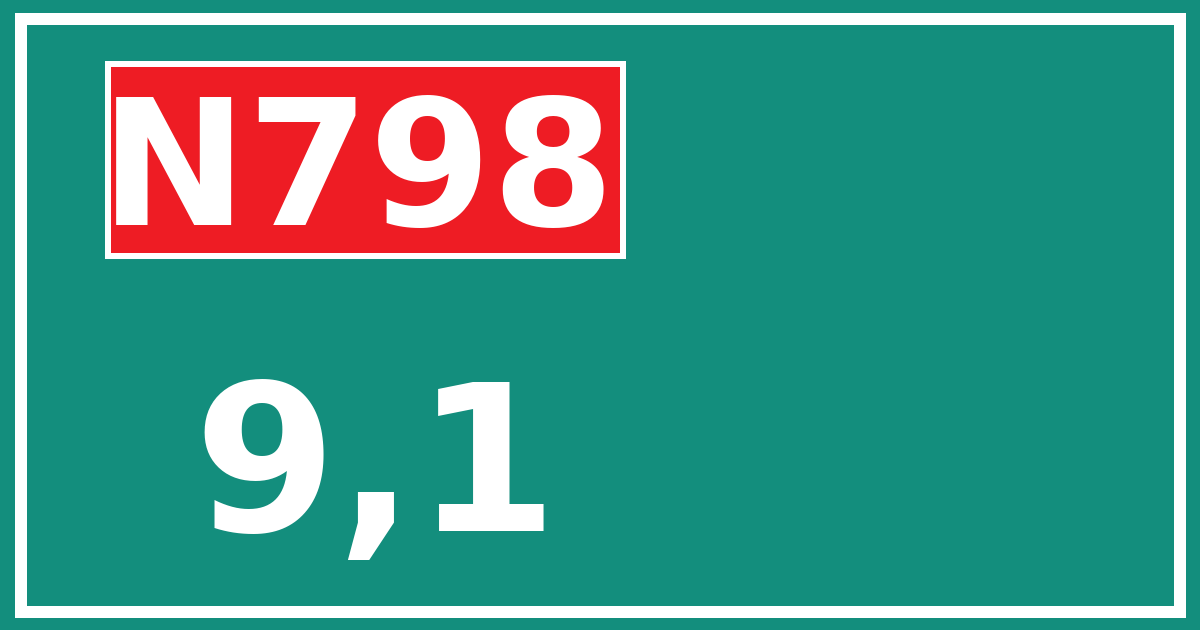 Hectometerbord N798 9,1
