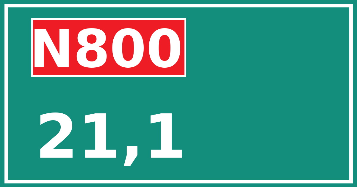 Hectometerbord N800 21,1