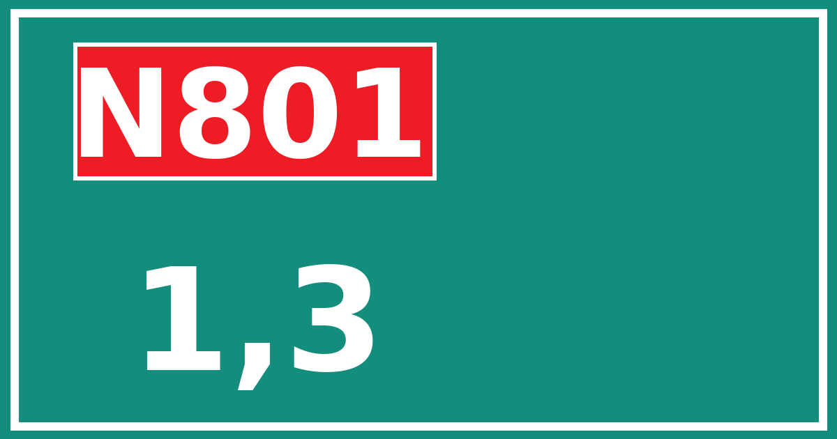 Hectometerbord N801 1,3
