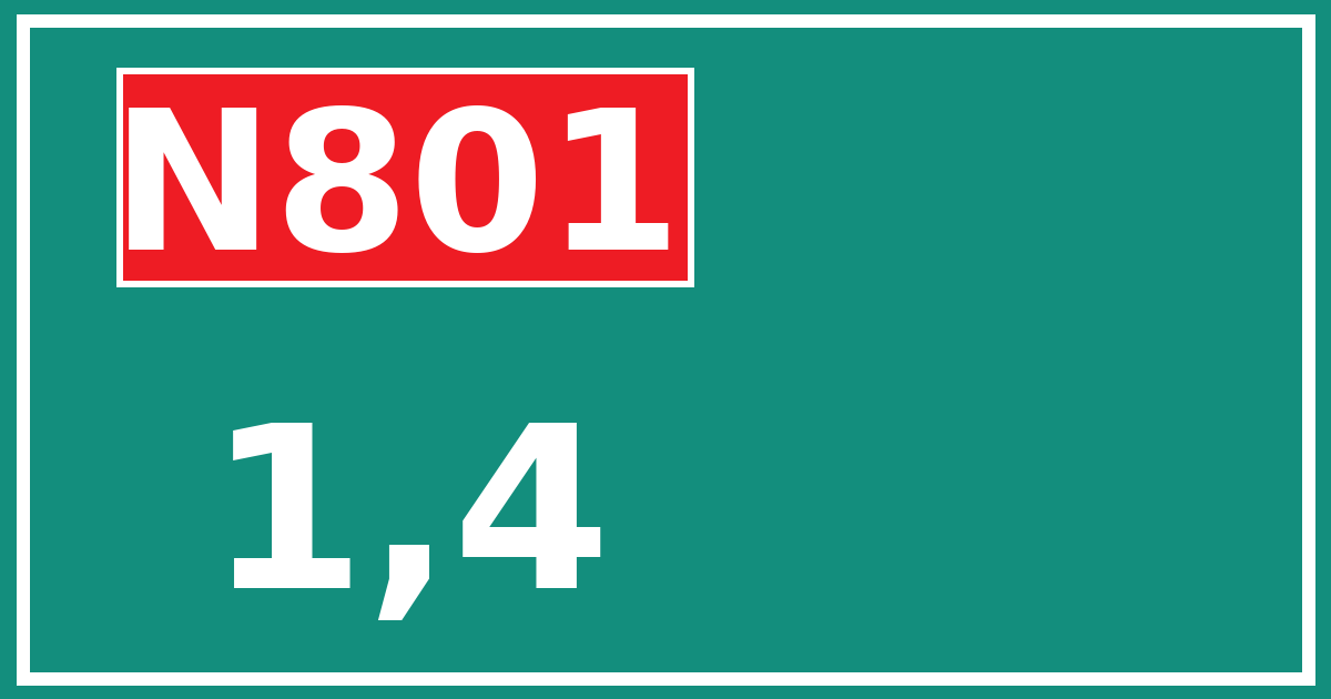 Hectometerbord N801 1,4