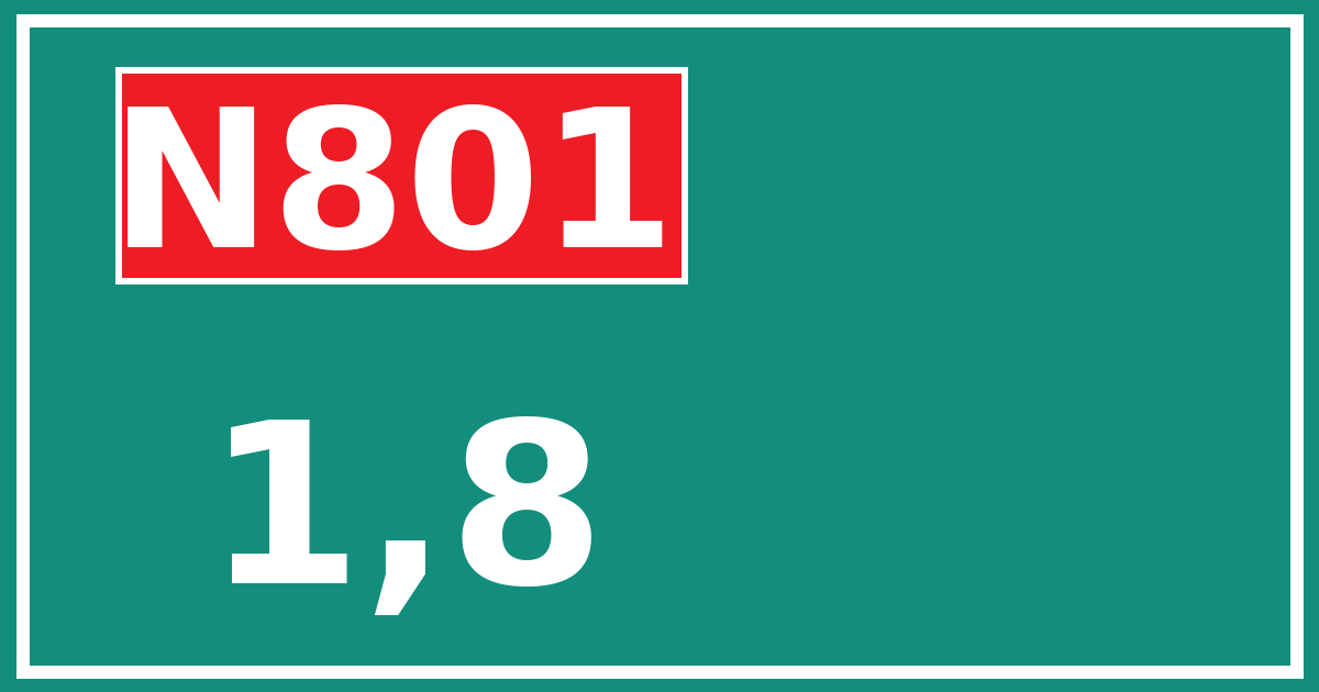 Hectometerbord N801 1,8