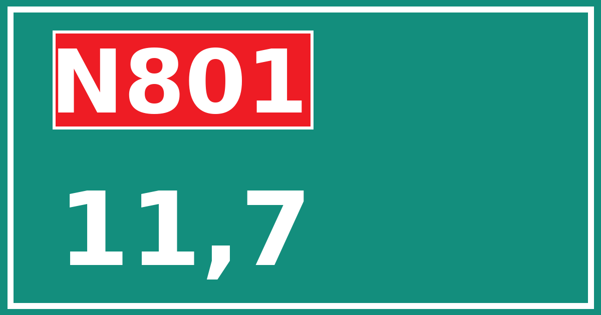 Hectometerbord N801 11,7
