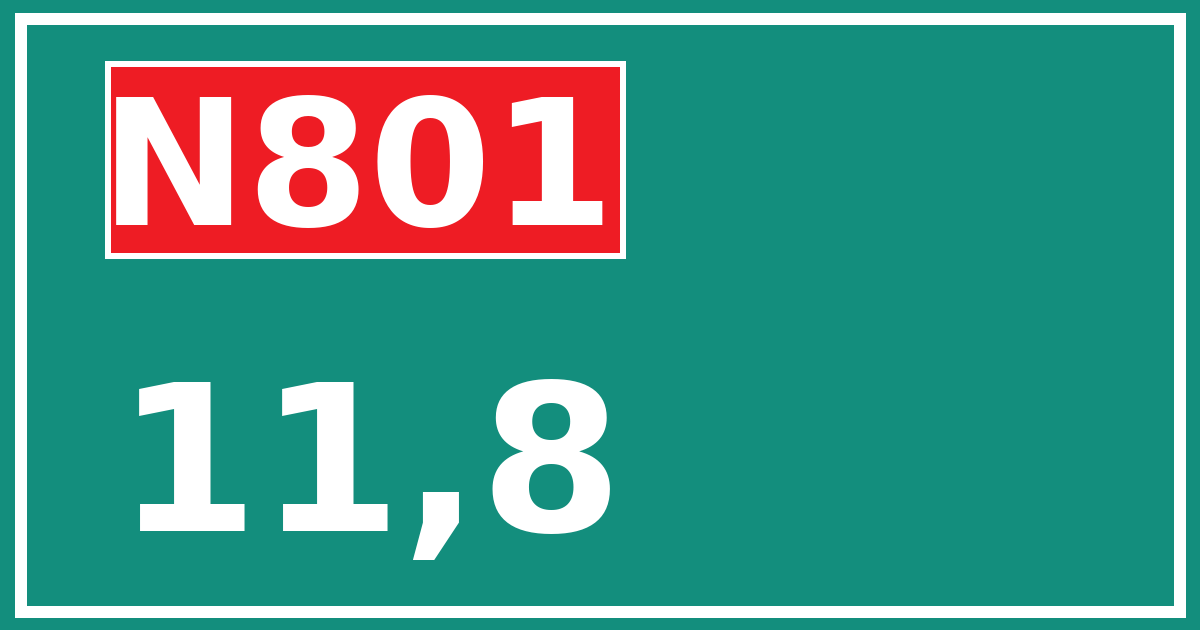 Hectometerbord N801 11,8