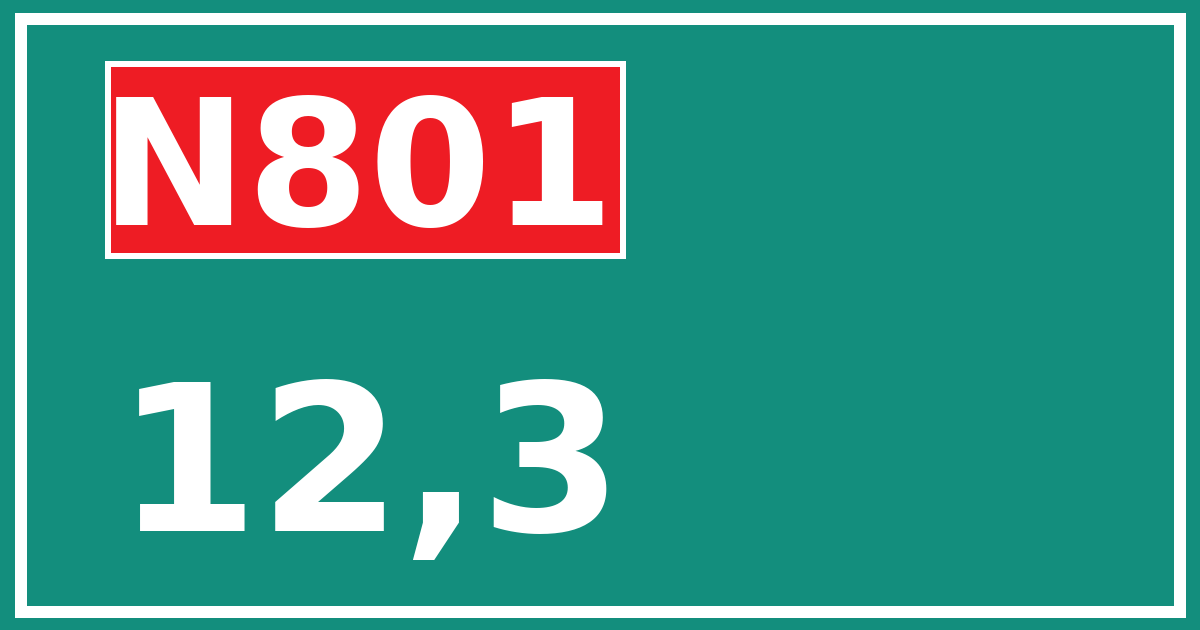 Hectometerbord N801 12,3