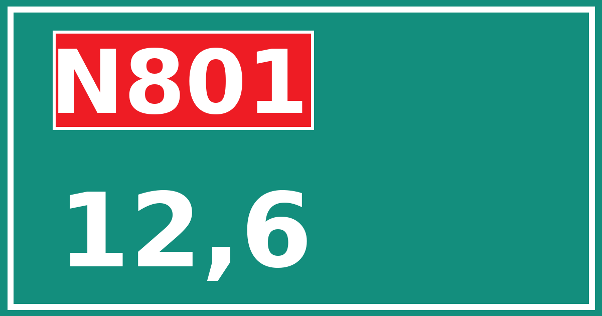 Hectometerbord N801 12,6