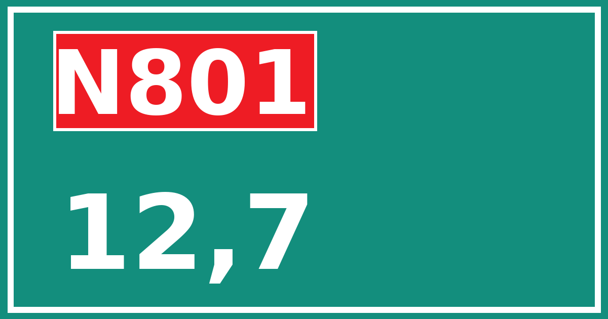 Hectometerbord N801 12,7