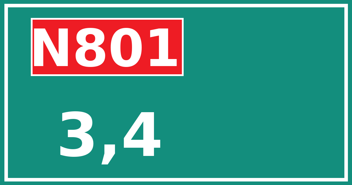 Hectometerbord N801 3,4