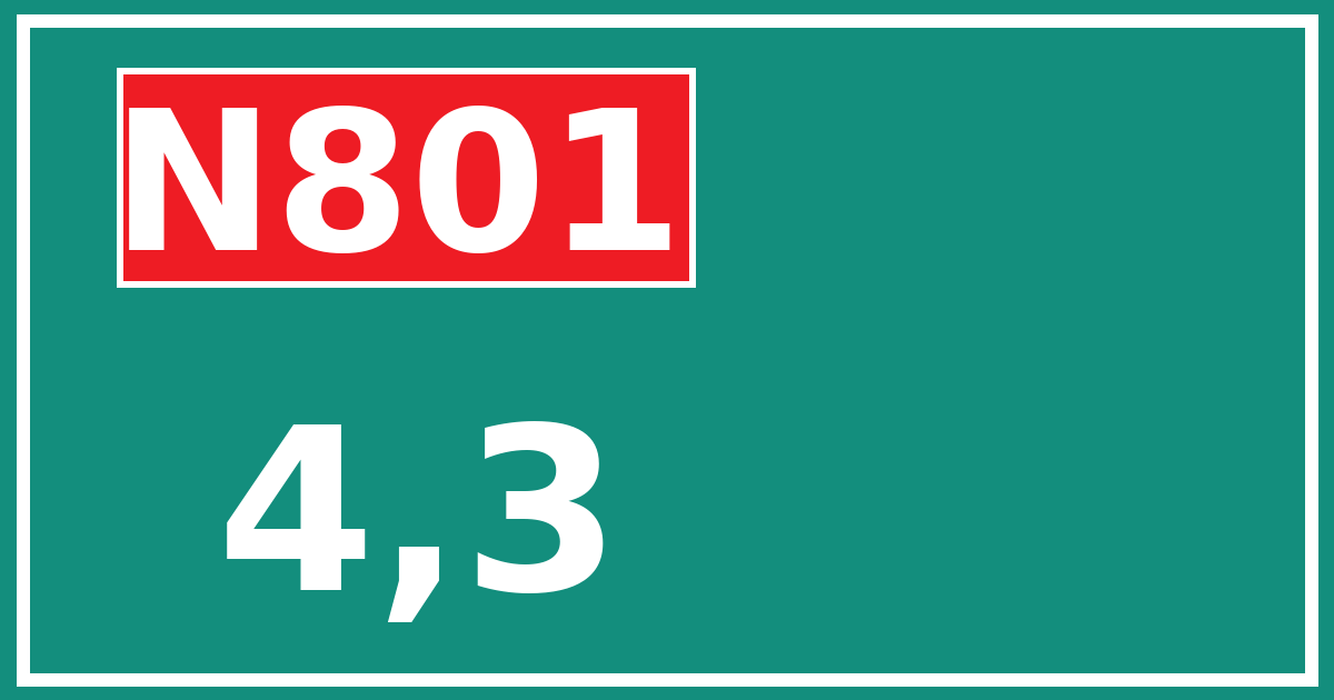 Hectometerbord N801 4,3