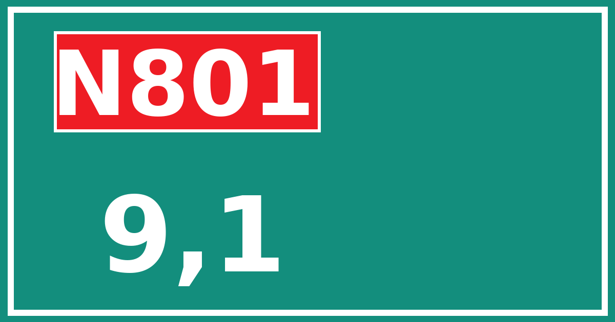 Hectometerbord N801 9,1