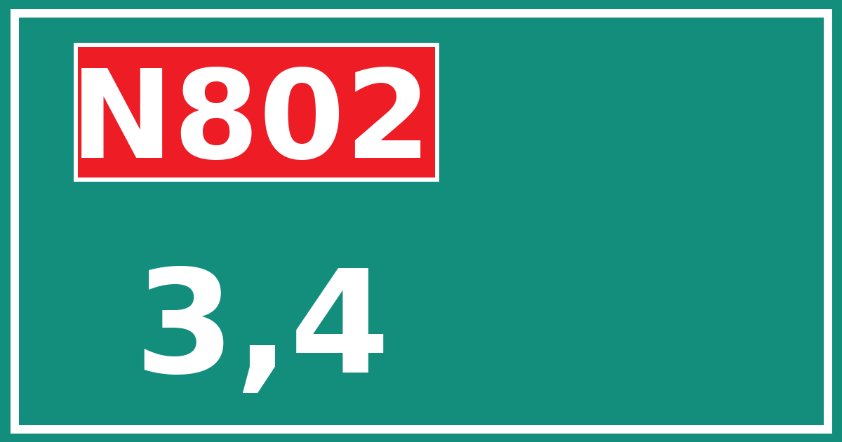 Hectometerbord N802 3,4
