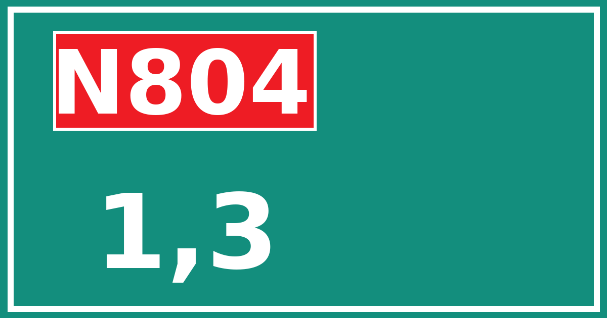 Hectometerbord N804 1,3