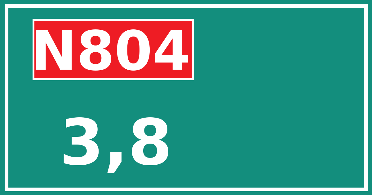 Hectometerbord N804 3,8