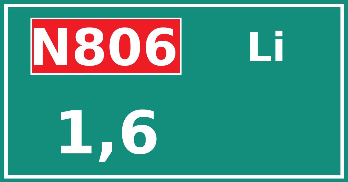 Hectometerbord N806 1,6 zijde Li