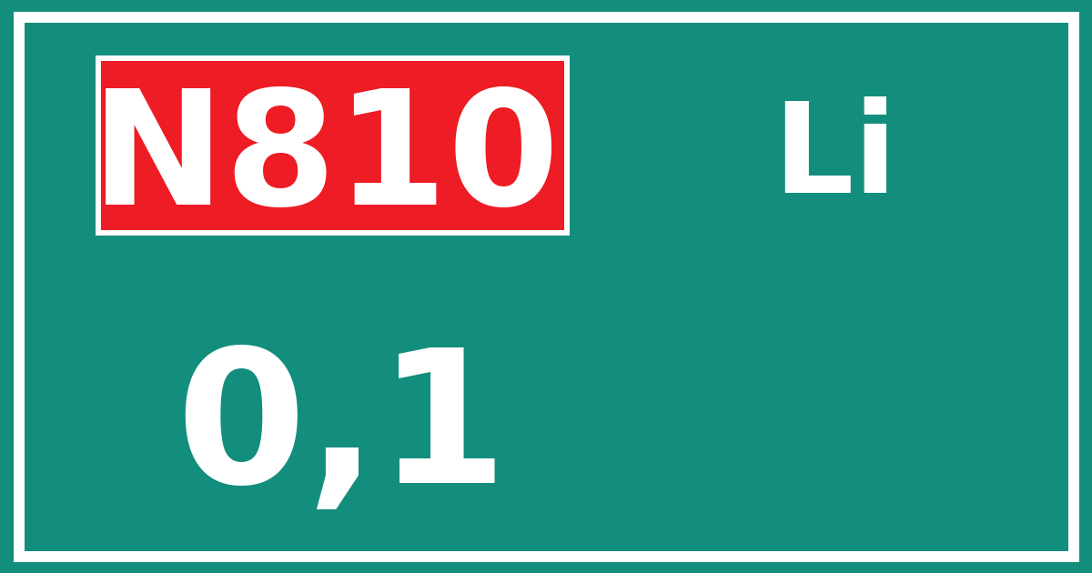 Hectometerbord N810 0,1 zijde Li