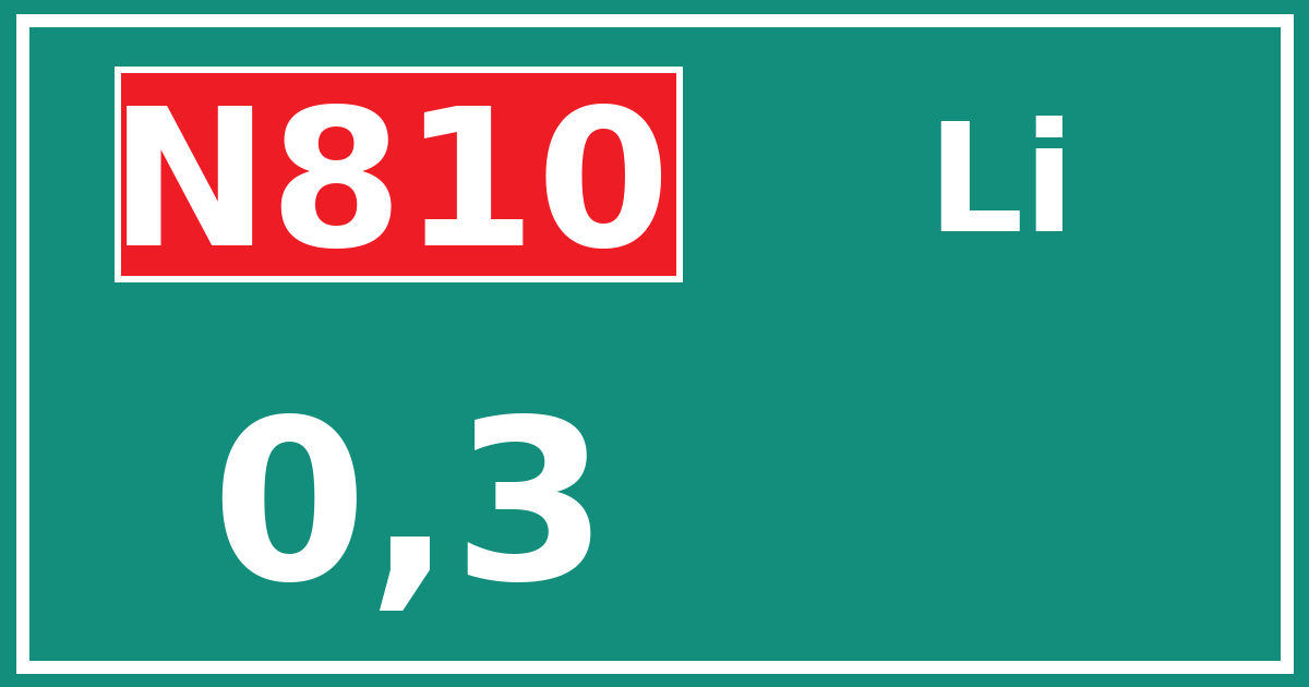 Hectometerbord N810 0,3 zijde Li
