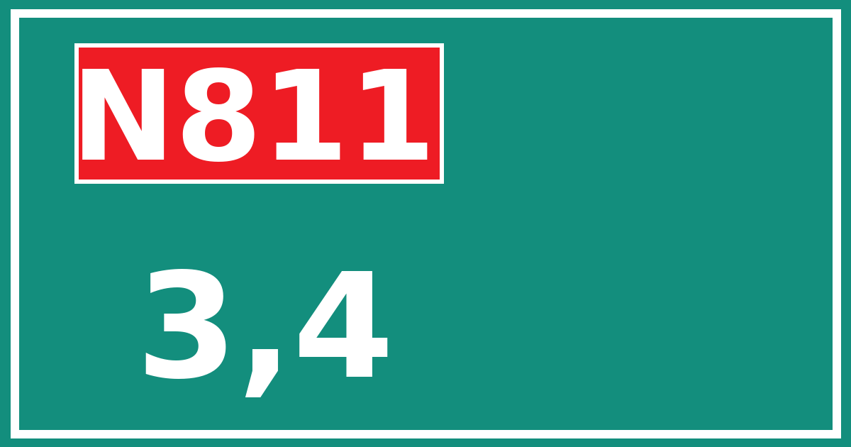 Hectometerbord N811 3,4