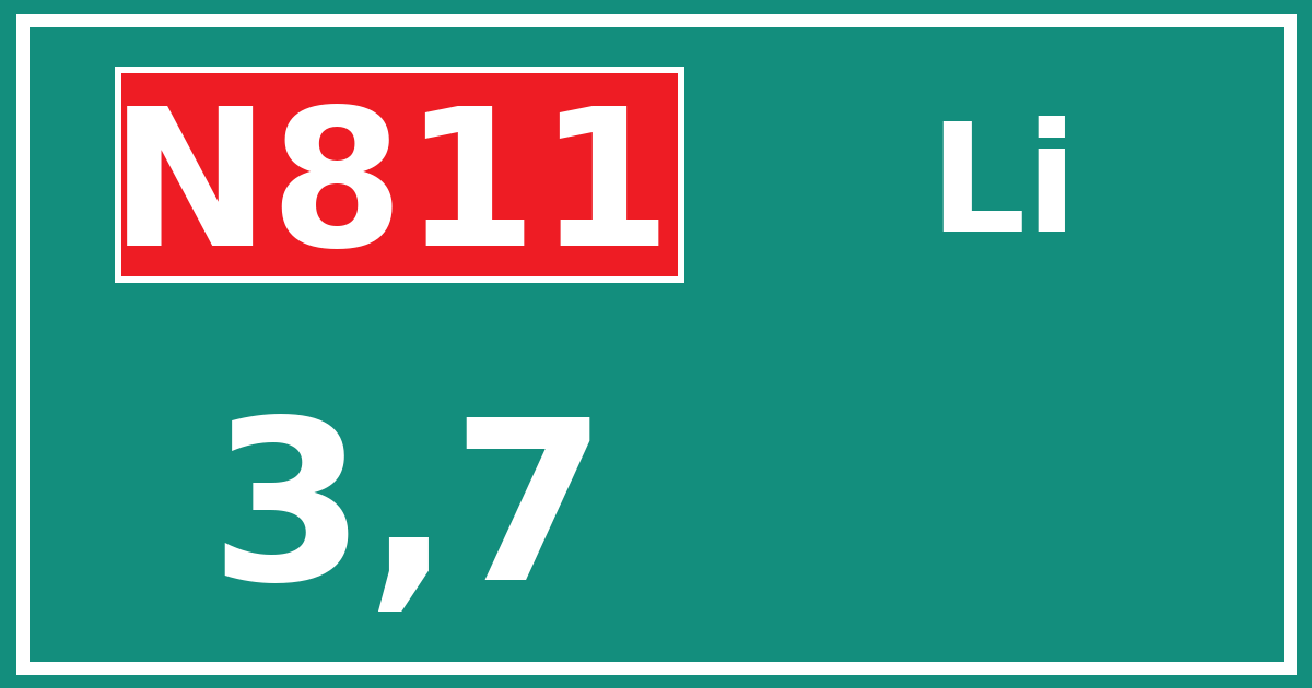 Hectometerbord N811 3,7 zijde Li