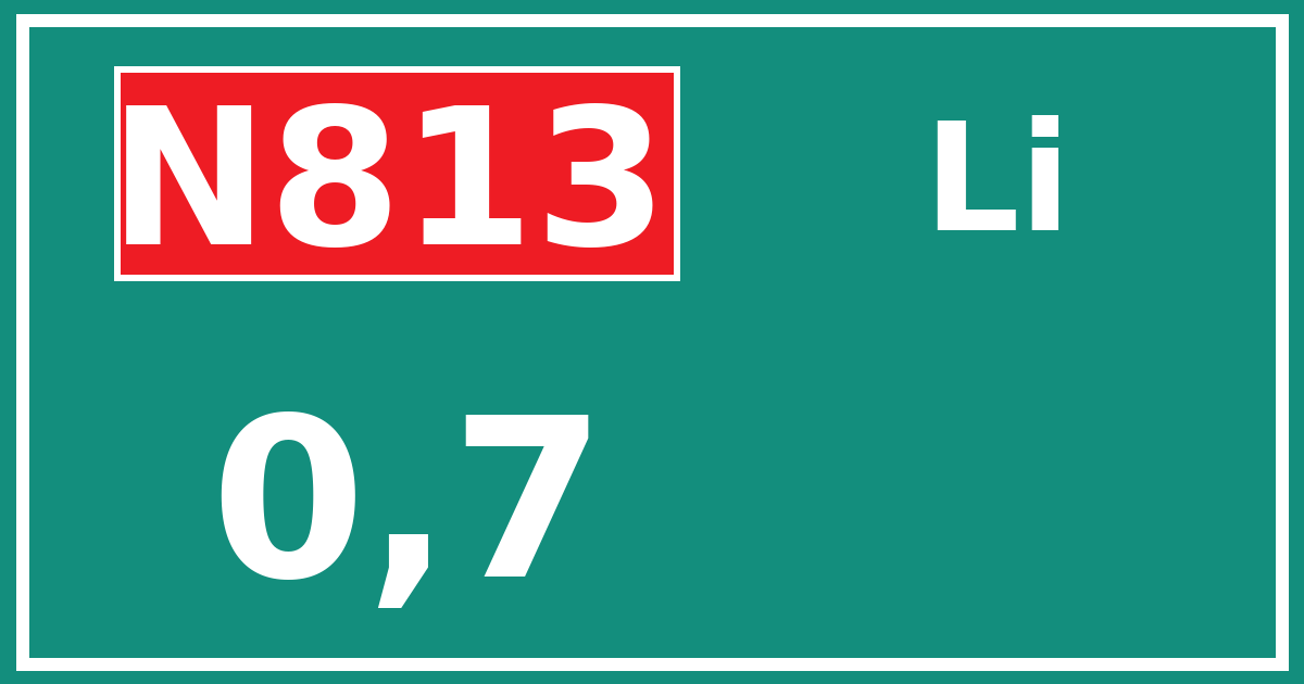 Hectometerbord N813 0,7 zijde Li
