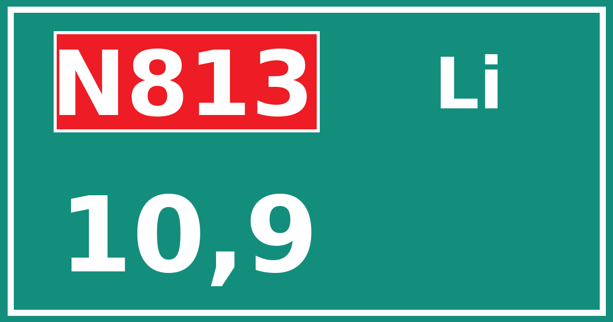 Hectometerbord N813 10,9 zijde Li
