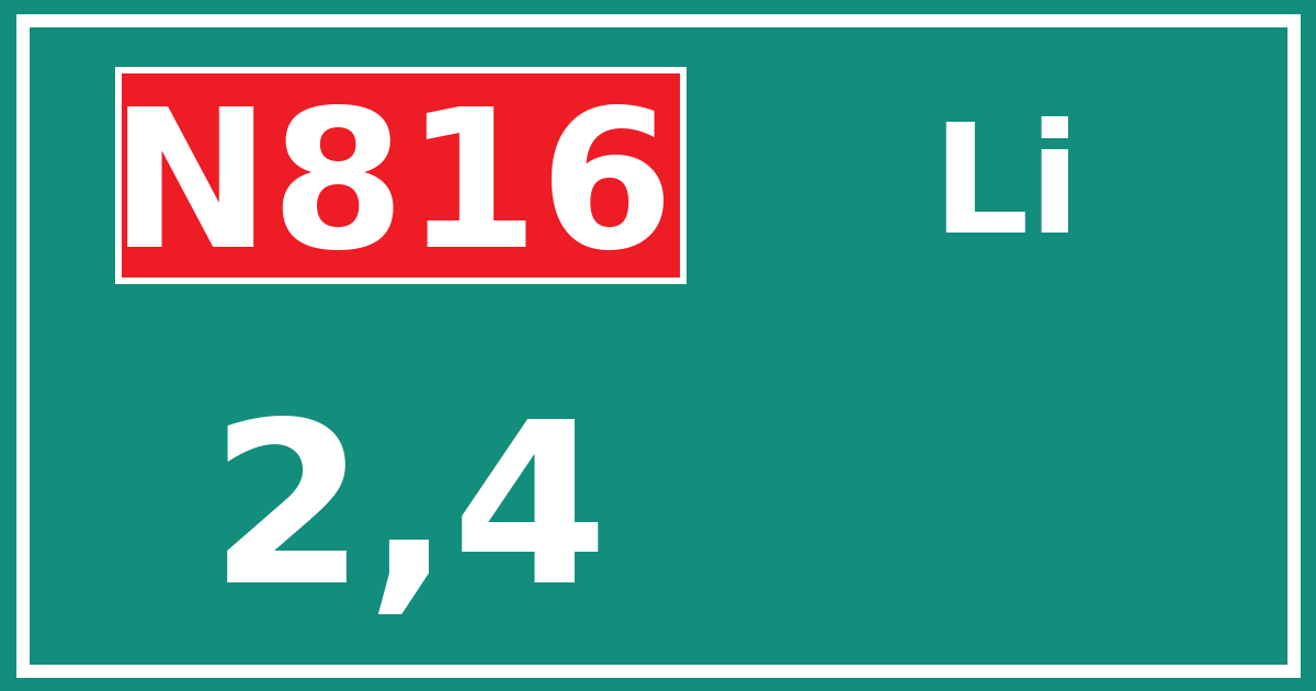 Hectometerbord N816 2,4 zijde Li
