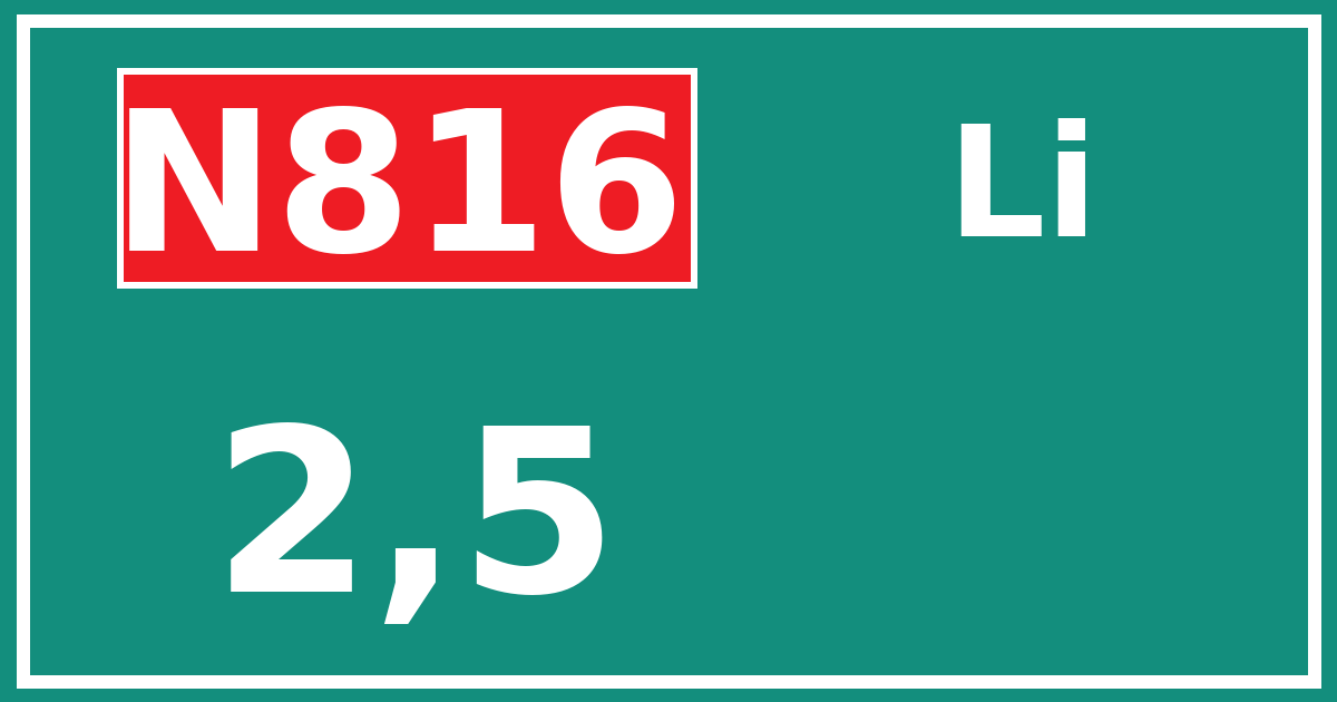 Hectometerbord N816 2,5 zijde Li