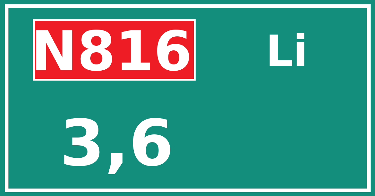 Hectometerbord N816 3,6 zijde Li