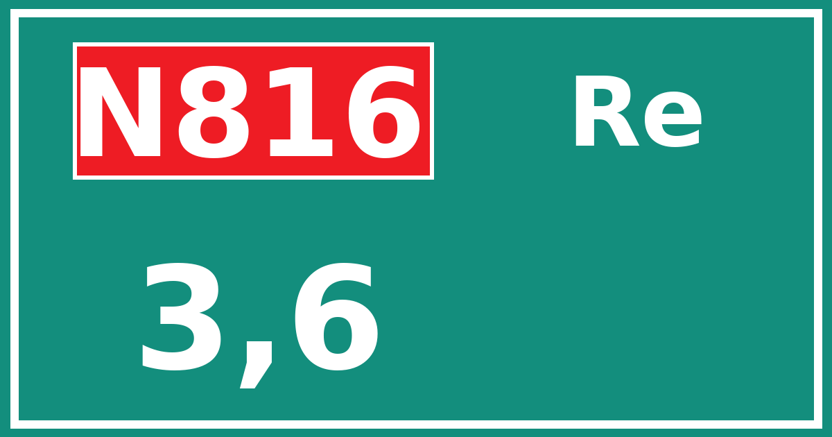 Hectometerbord N816 3,6 zijde Re